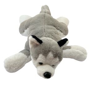 FAO Schwarz Wolf Siberian Husky Plush Stuffed Animal Realistic Gray White 20 In.